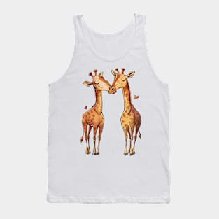 Valentine Cartoon Giraffe Couple Tank Top